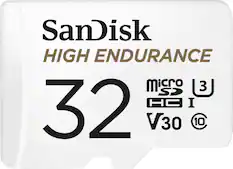 Front. SanDisk - 32GB microSDHC High Endurance UHS-I Memory Card - White.