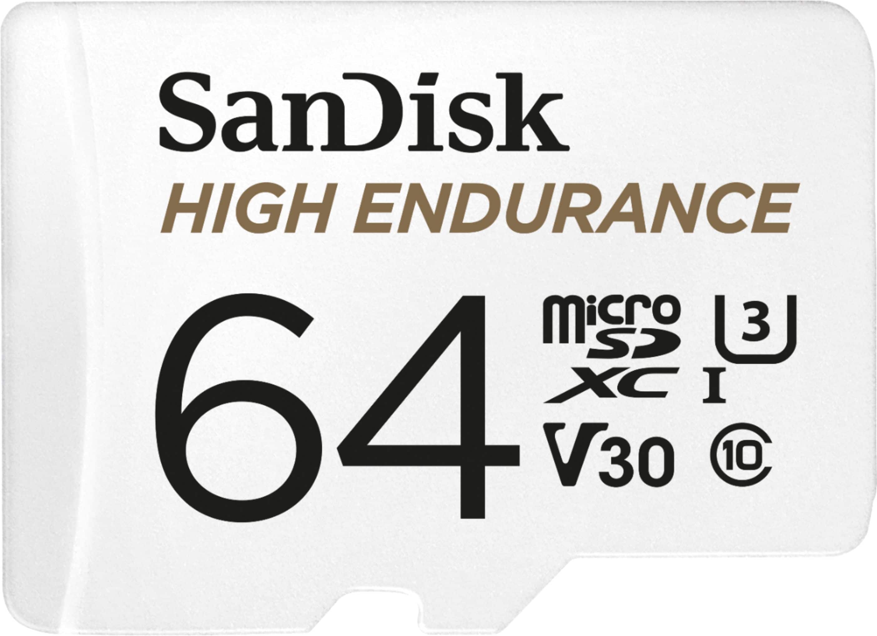 Front. SanDisk - 64GB microSDXC High Endurance UHS-I Memory Card - White.