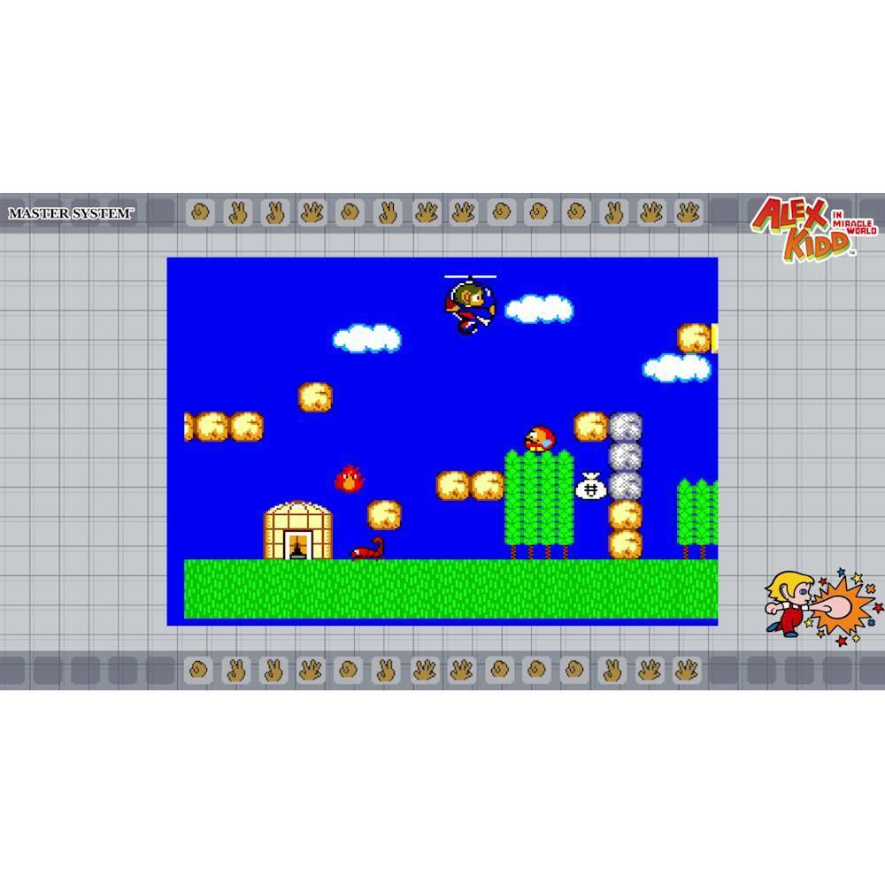 The image shows a video game screen with a character flying through the air. The game appears to be a side-scrolling platformer, and the character is in the middle of the scene. The game is set in a blue environment, and there are several other characters present in the scene. The image also features a character in a helmet, possibly indicating a specific game or character.