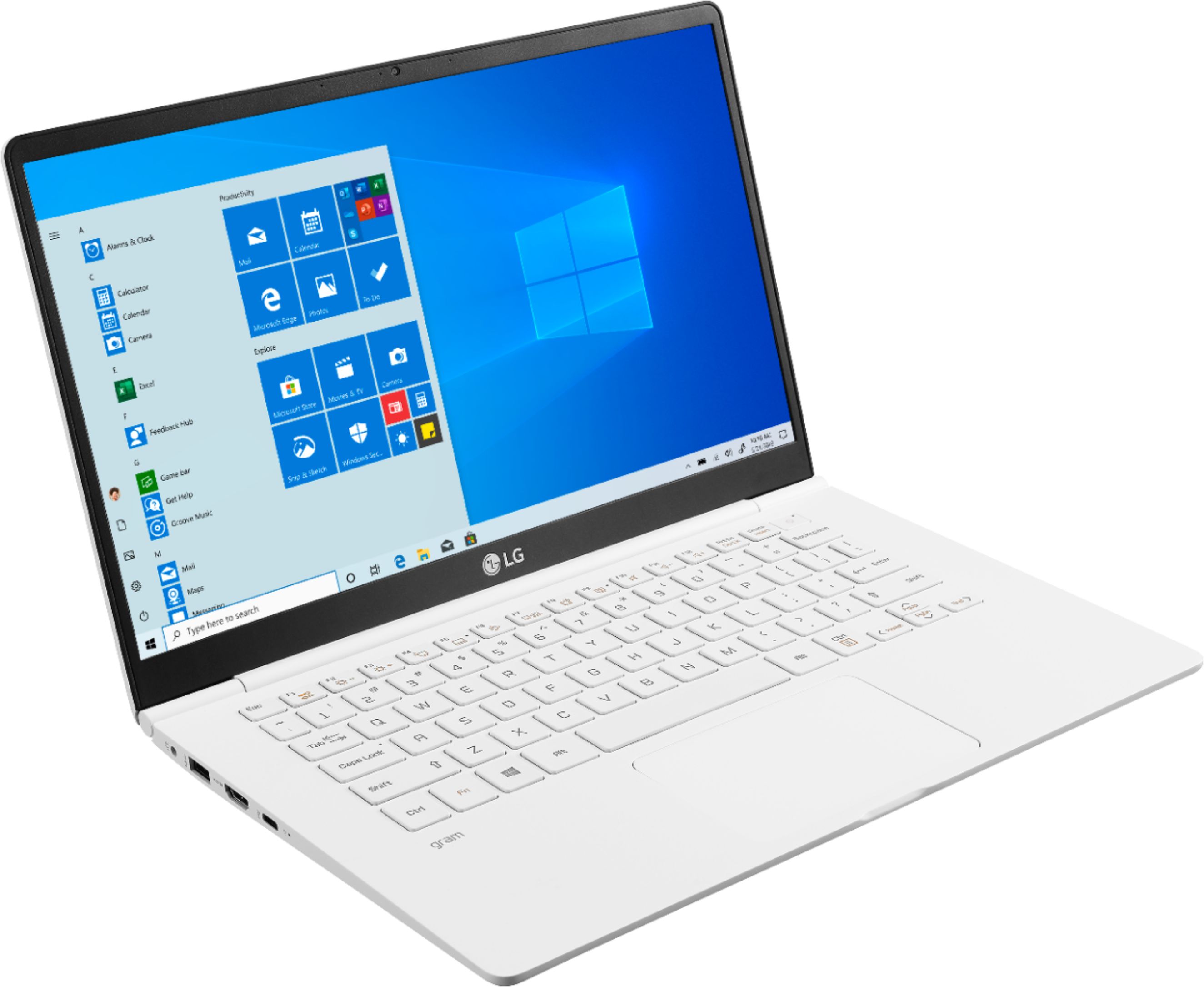 Angle. LG - gram 14" Laptop - Intel Core i5 - 8GB Memory - 256GB Solid State Drive - White.