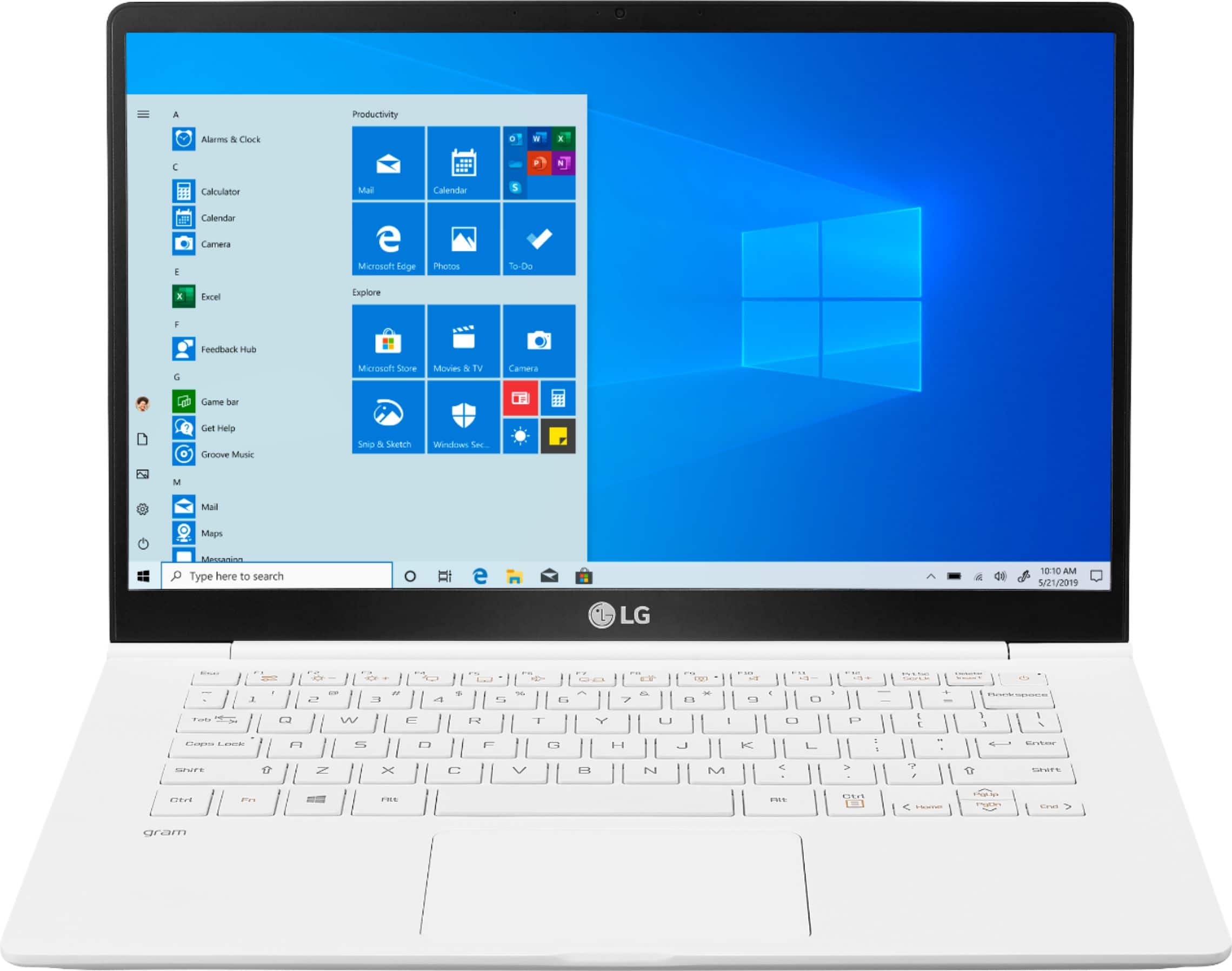 Front. LG - gram 14" Laptop - Intel Core i5 - 8GB Memory - 256GB Solid State Drive - White.