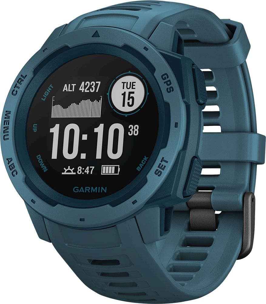 Left. Garmin - Instinct GPS Smartwatch 45mm Fiber-Reinforced Polymer - Lakeside Blue.