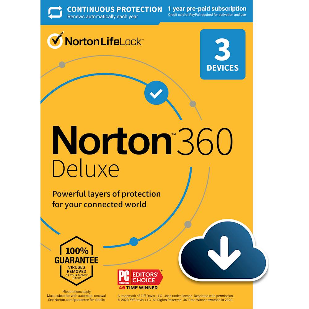 NortonLifeLock - 360 Deluxe (3-Device) (1-Year Subscription with Auto Renewal) [Digital]