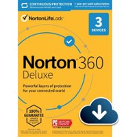Norton - 360 Deluxe (3 Device) Antivirus Internet Security Software + VPN + Dark Web Monitoring (1 Year Subscription) - Android, Mac OS, Windows, Apple iOS [Digital] - Front_Zoom