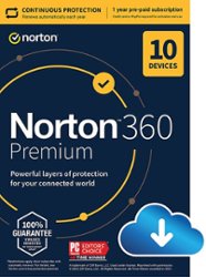 Norton - 360 Premium (10-Device) Antivirus Internet Security Software + VPN + Dark Web Monitoring (1 Year Subscription) - Android, Mac OS, Windows, Apple iOS [Digital] - Front_Zoom