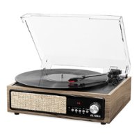 Victrola - Bluetooth Stereo Audio System - Farmhouse Walnut - Front_Zoom