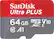 Front. SanDisk - Ultra PLUS 64GB microSDXC UHS-I Memory Card - Gray/red.