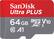 Front. SanDisk - Ultra PLUS 64GB microSDXC UHS-I Memory Card Mobile - Gray/red.