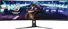 Front. ASUS - ROG Strix 49” Curved FHD 144Hz FreeSync Gaming Monitor with HDR (DisplayPort,HDMI,USB) - Black.