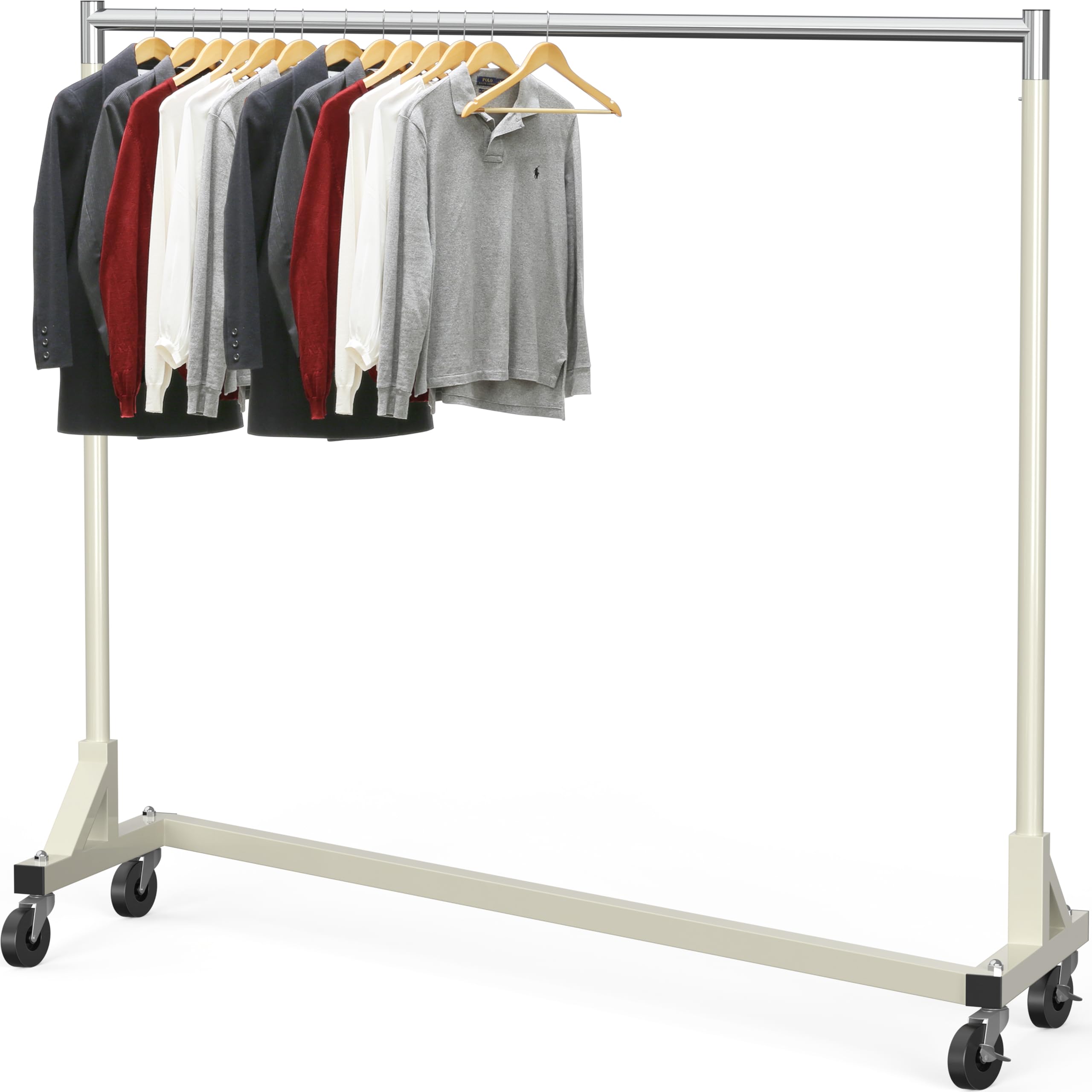 Cedar Assembly - Industrial Grade Z-base Garment Rack Load With Extra Long Bar - Gray