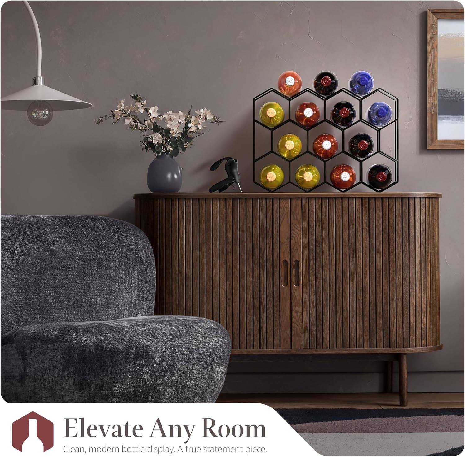 Elevate Any Room  
Clean, modern bottle display. A true statement piece.