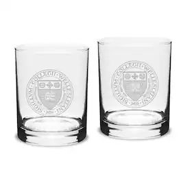 Jardine - Wellesley Blue 14oz. 2-Piece Logo Classic Double Old-Fashioned Glass Set - Multicolor