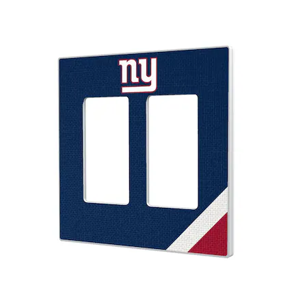 Front. Keyscaper - New York Giants Diagonal Stripe Double Rocker Light Switch Plate - Multicolor.