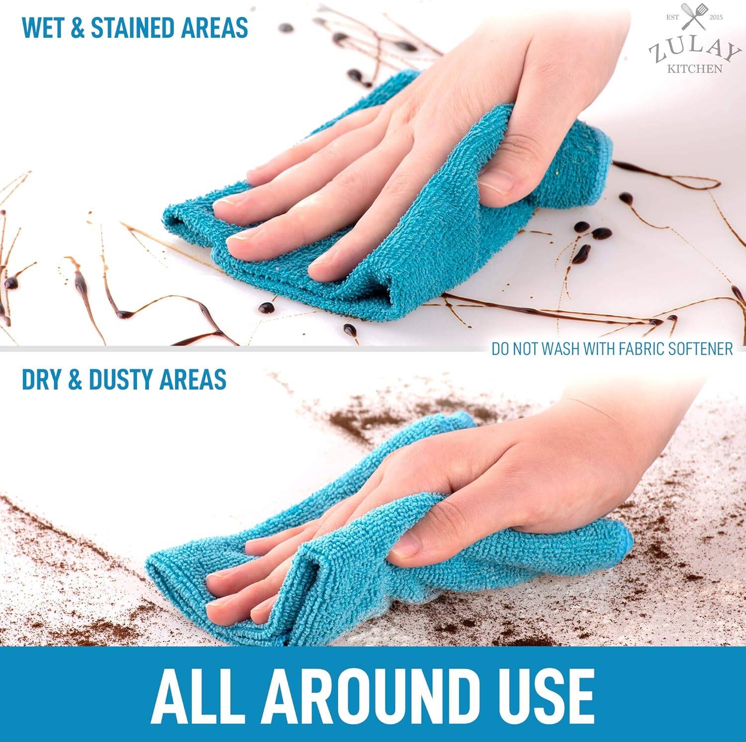WET & STAINED AREAS

DRY & DUSTY AREAS

DO NOT WASH WITH FABRIC SOFTENER

ALL AROUND USE