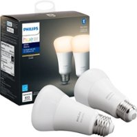 Philips - Hue White A19 Bluetooth Smart LED Bulb (2-Pack) - White - Front_Zoom