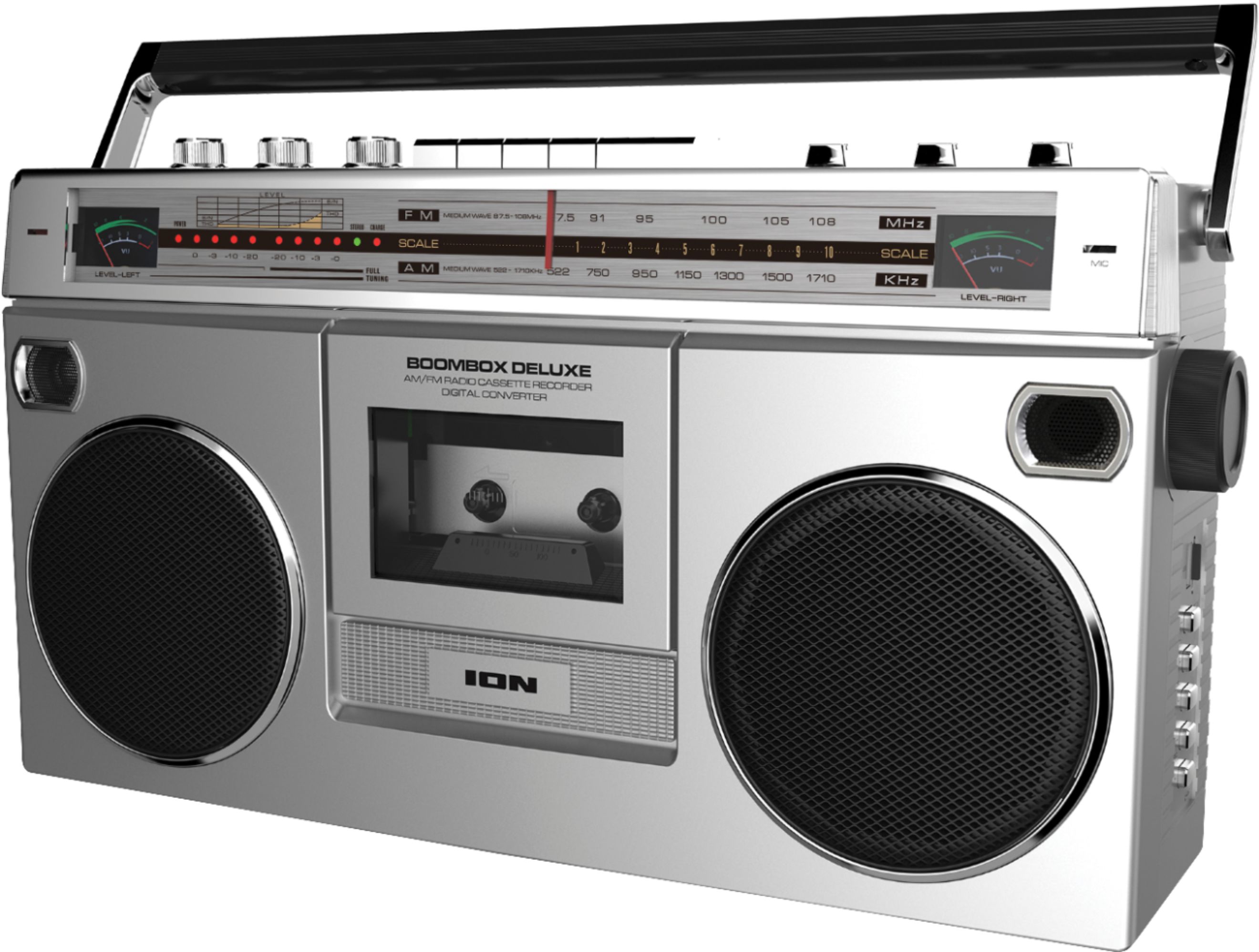 Ion Audio Retro Boombox With Am Fm Radio Silver Boomboxdlxus