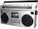 Left. ION Audio - Retro Boombox with AM/FM Radio - Silver.