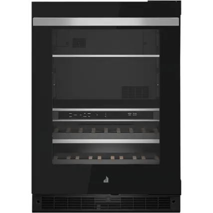 Front. JennAir - 13-Bottle Built-In Dual Zone Beverage Cooler - Black Glass.