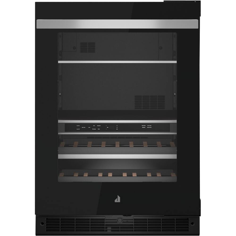 Front. JennAir - 13-Bottle Built-In Dual Zone Beverage Cooler - Black Glass.