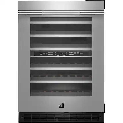 Front. JennAir - 45-Bottle Built-In Dual Zone Wine Cellar - Stainless Steel.