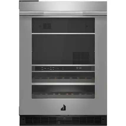 Front. JennAir - 13-Bottle Built-In Dual Zone Wine Refrigerator - Stainless Steel.