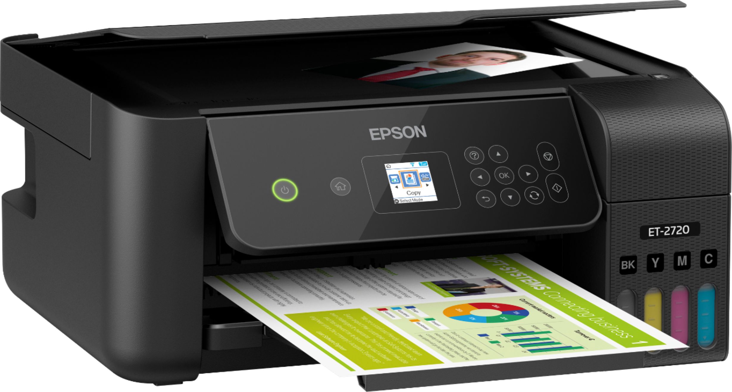 Angle View: Epson - EcoTank ET-2720 Wireless All-In-One Printer - Black