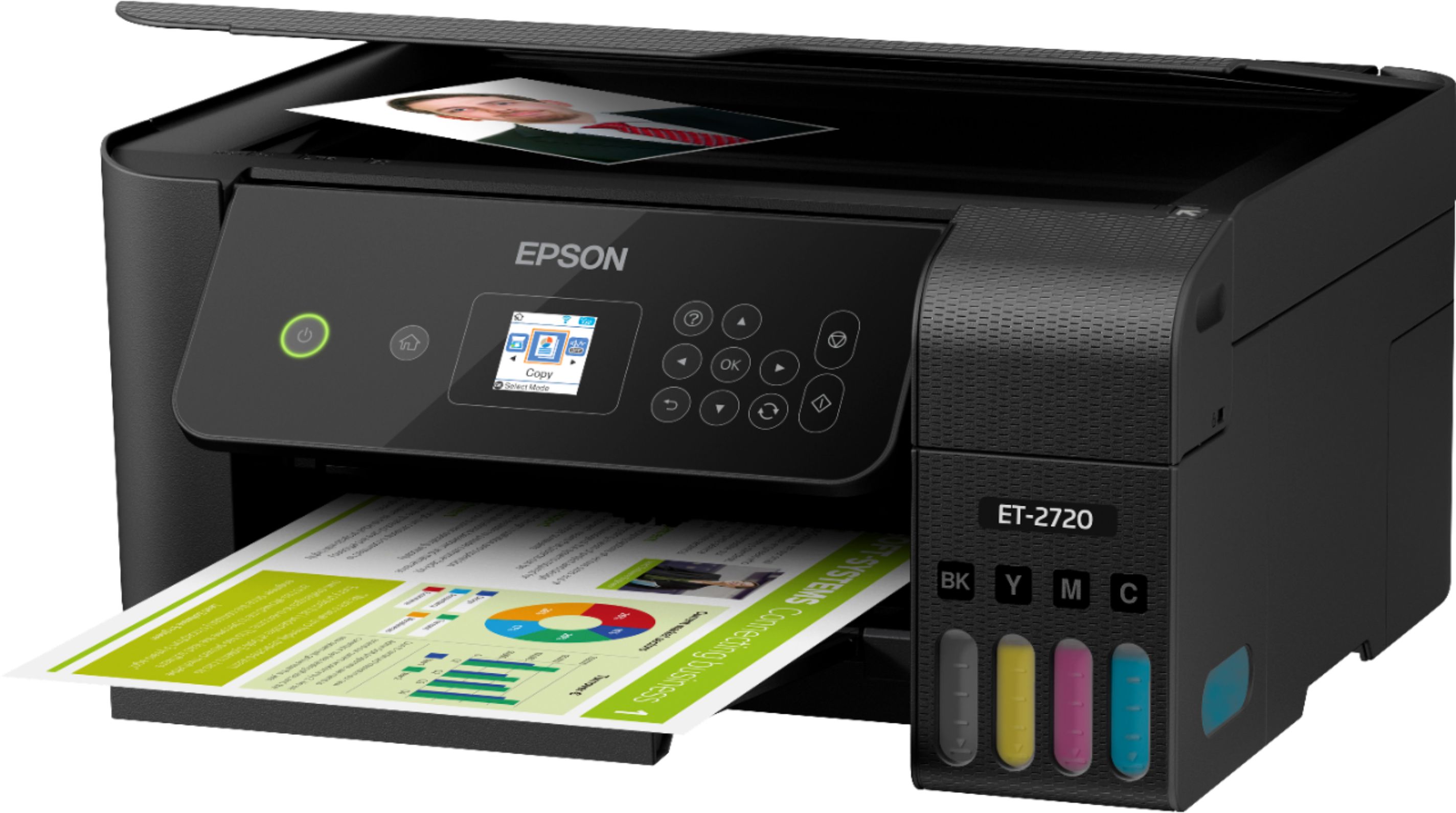 Left View: Epson - EcoTank ET-2720 Wireless All-In-One Printer - Black