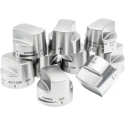 Front. Viking - Control Knob Set for Ranges - Stainless Steel.