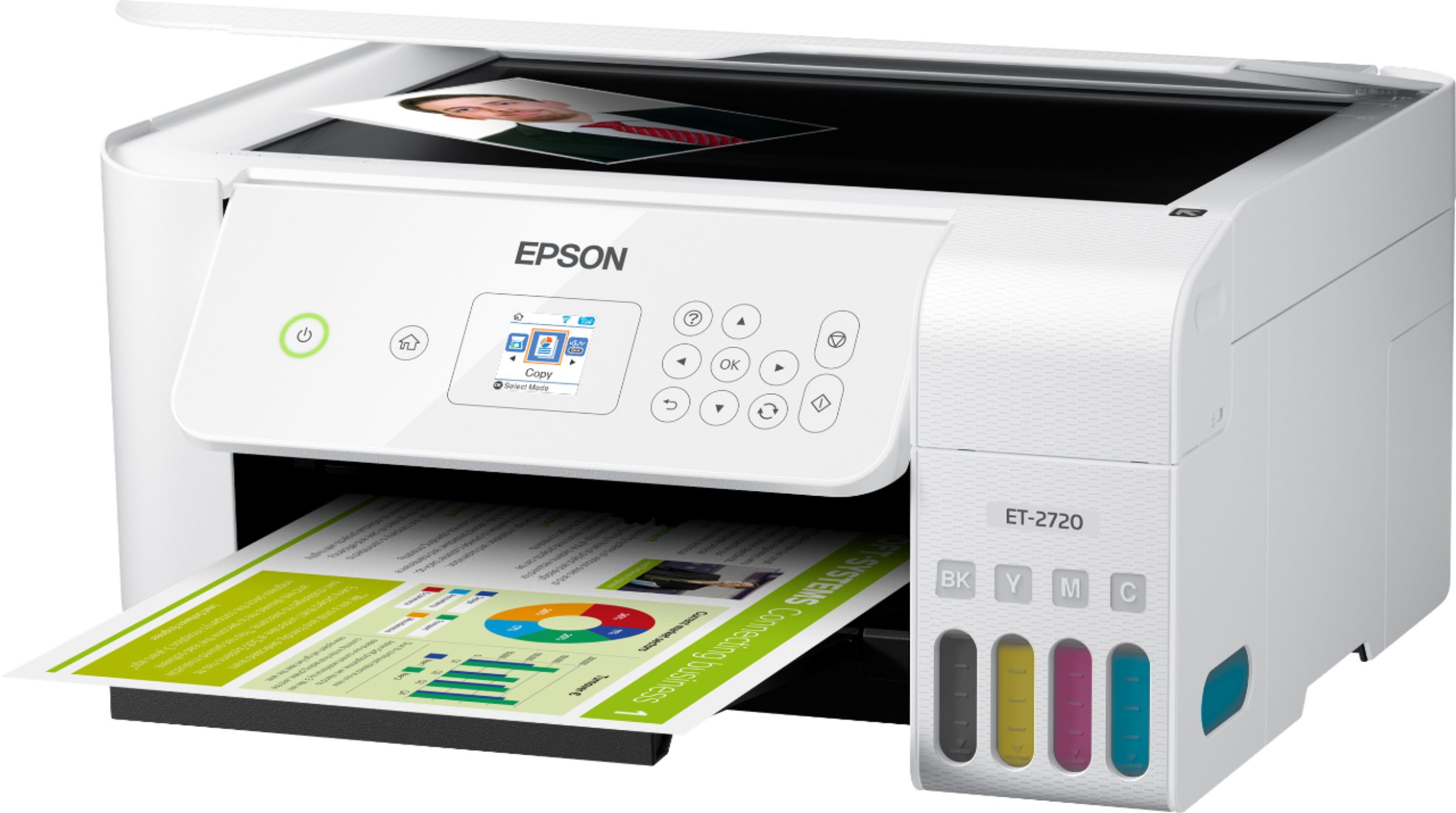 Left View: Epson - EcoTank ET-2720 Wireless All-In-One Inkjet Printer - White