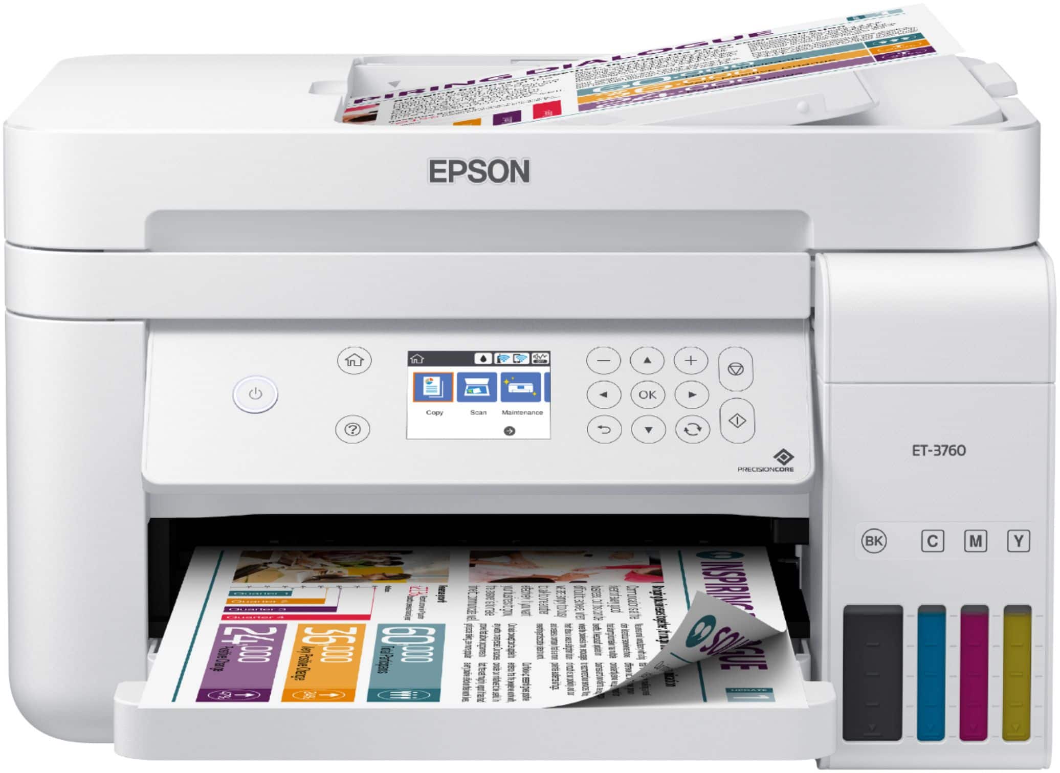 Alt View 12. Epson - EcoTank ET-3760 Wireless All-In-One Inkjet Printer - White.