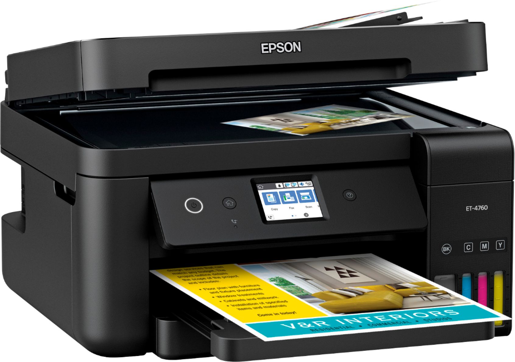 Angle View: Epson - EcoTank ET-4760 Wireless All-In-One Printer - Black