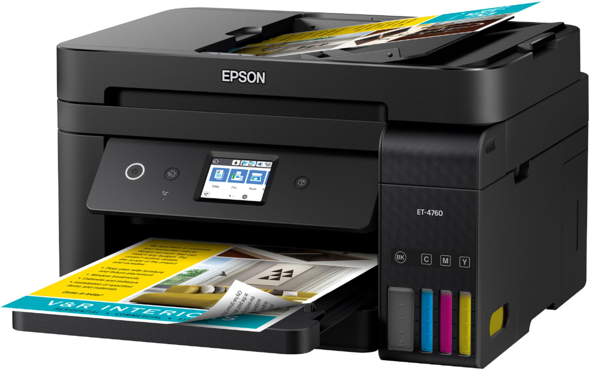 Left View: Epson - EcoTank ET-4760 Wireless All-In-One Printer - Black