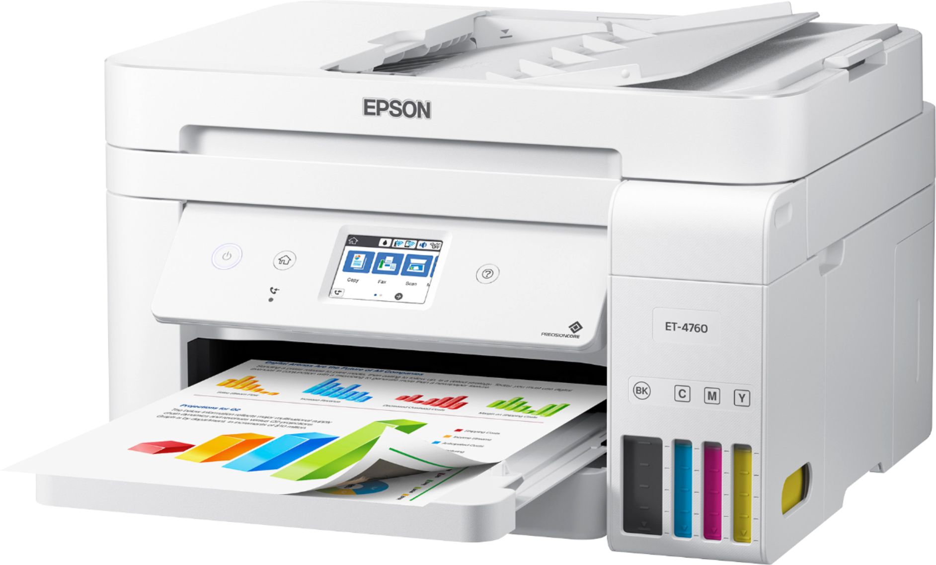Left View: Epson - EcoTank ET-4760 Wireless All-In-One Inkjet Printer - White