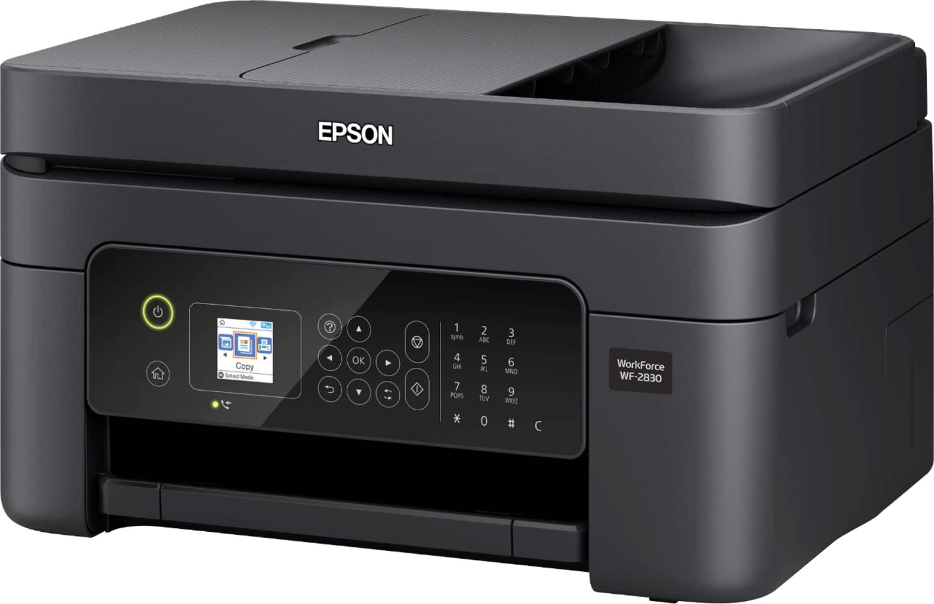 Left. Epson - WorkForce WF-2830 Wireless All-in-One Inkjet Printer - Black.