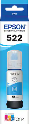 Front. Epson - EcoTank 522 Ink Bottle - Cyan.