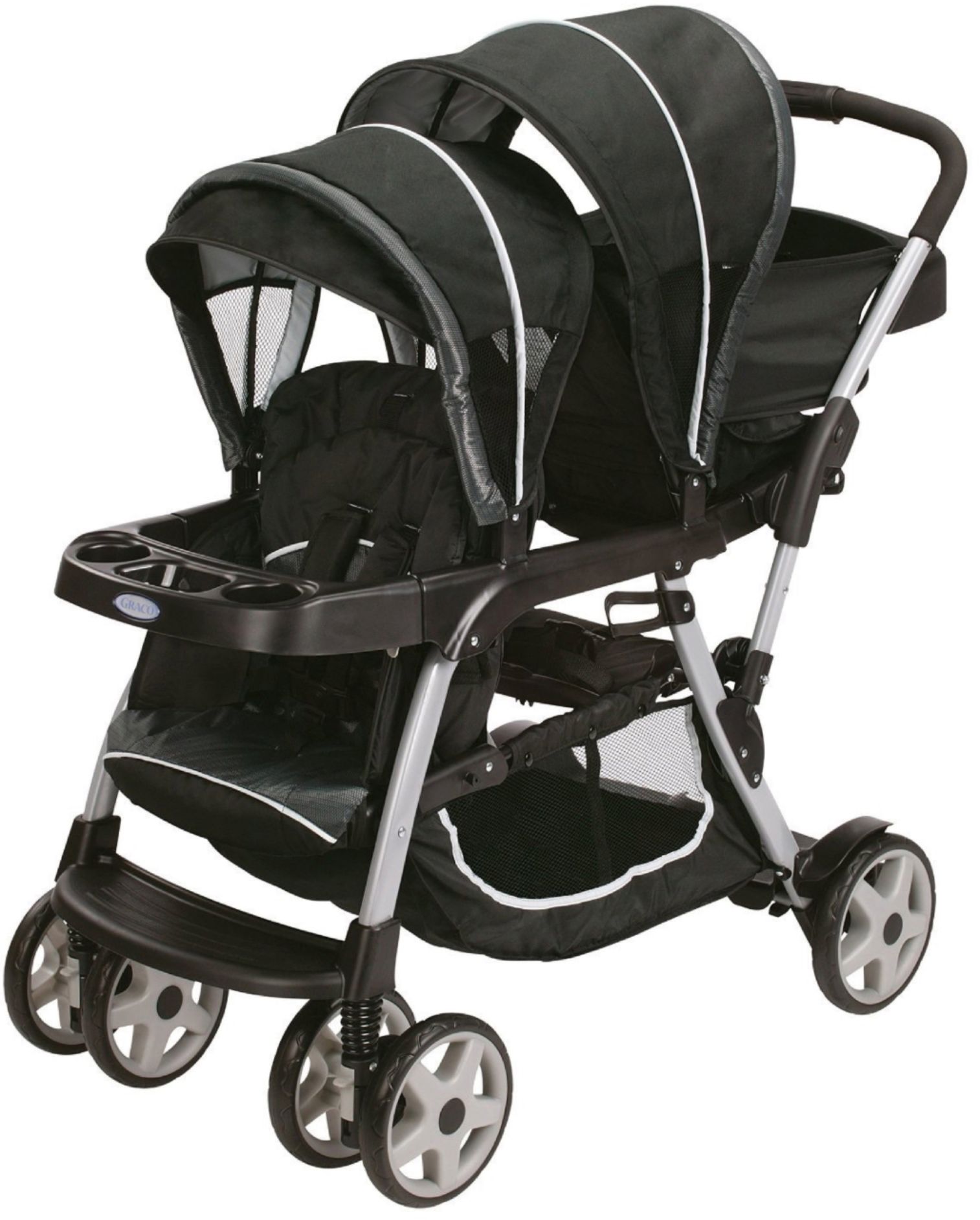 Angle View: Graco Ready2Grow Click Connect LX Double Stroller, Gotham