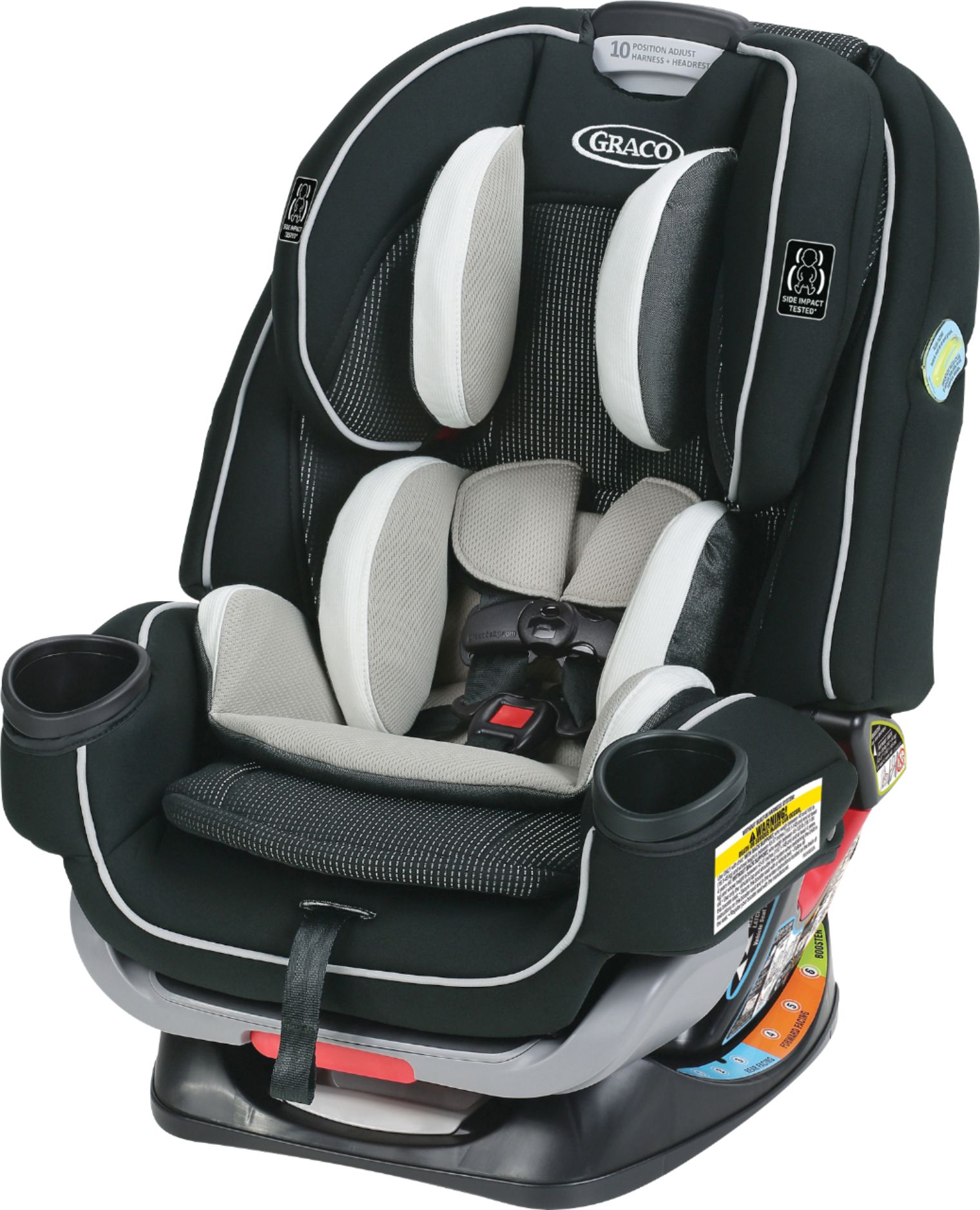 Left View: Graco - TurboBooster Grow Highback Booster with RightGuide Seat Belt Trainer - West Point