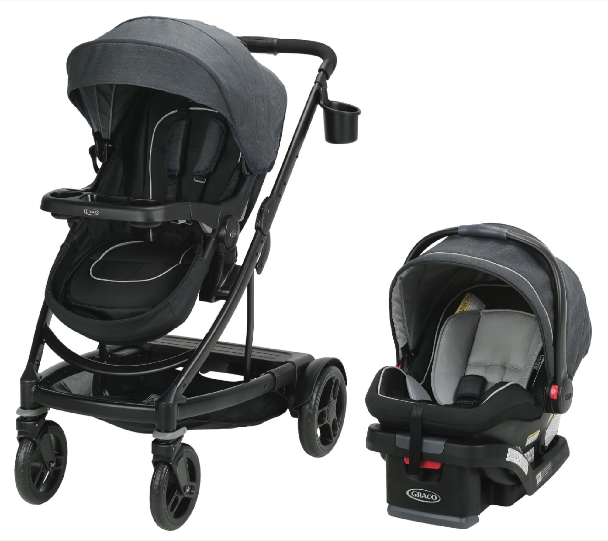 Left View: Graco - UNO2DUO Travel System - Reese