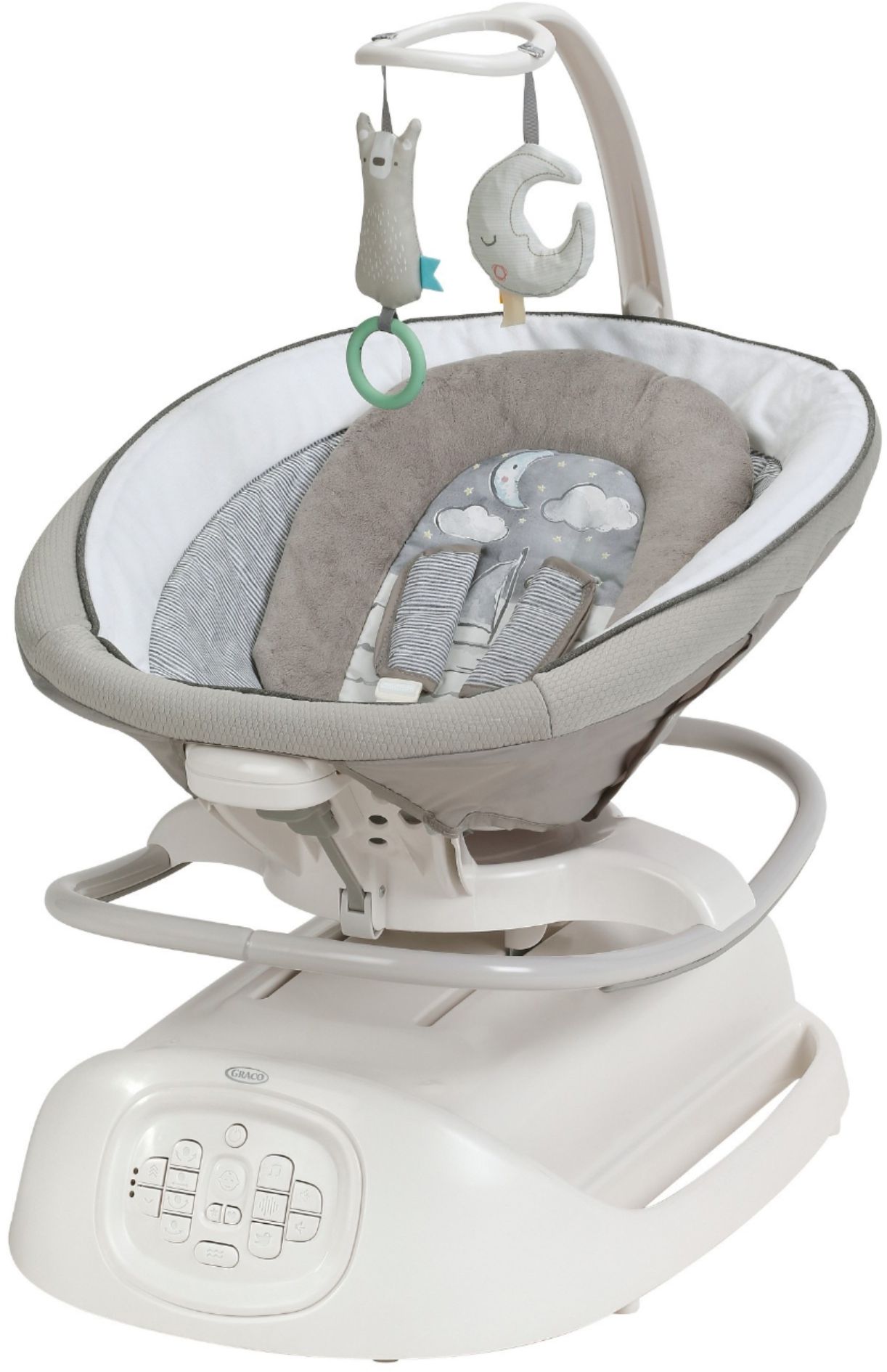 Left View: Graco Sense2Soothe Baby Swing with Cry Detection Technology, Grey, Infant