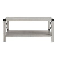 Walker Edison - Rustic Farmhouse Wood Coffee Table - Stone Gray - Front_Zoom