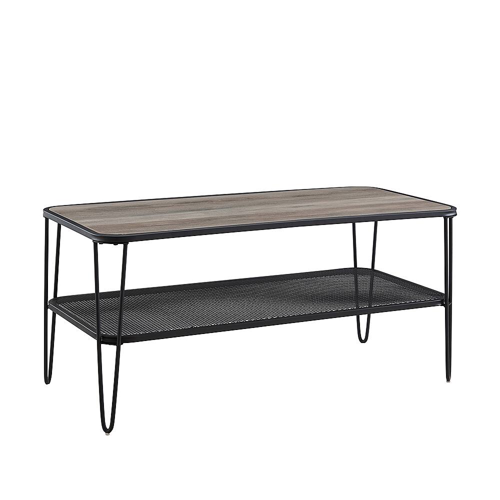 Angle View: Walker Edison - Mid-Century Rectangular Hairpin Coffee Table - Black/Gray Wash