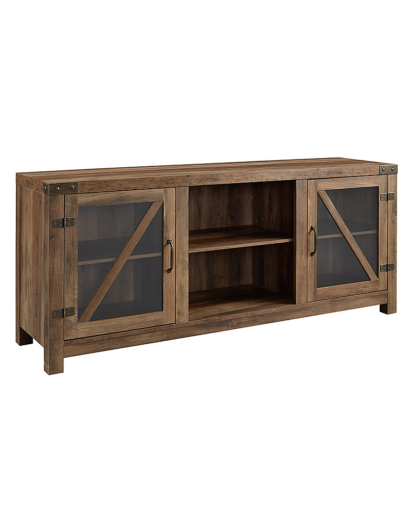 Angle View: Walker Edison - Rustic Farmhouse TV Stand Cabinet for Most TVs Up to 60" - Rustic Oak