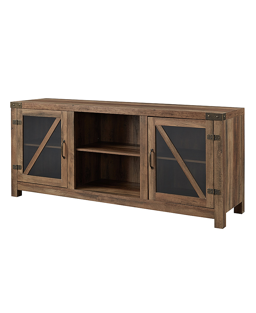 Left View: Walker Edison - Rustic Farmhouse TV Stand Cabinet for Most TVs Up to 60" - Rustic Oak