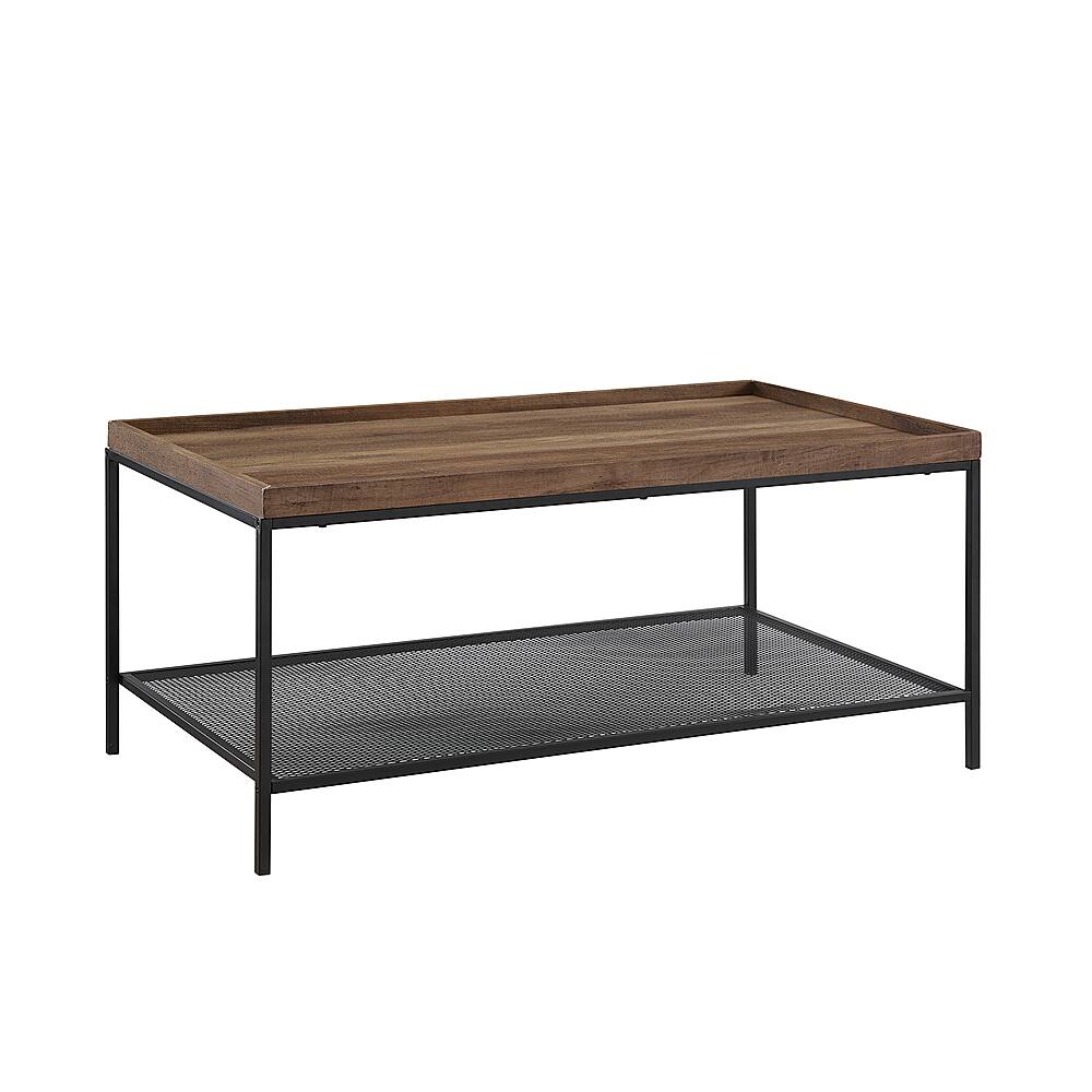 Angle View: Walker Edison - Modern Tray Top Rectangular Coffee Table - Black/Rustic Oak