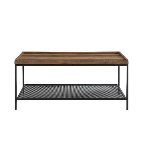 Walker Edison - Modern Tray Top Rectangular Coffee Table - Black/Rustic Oak