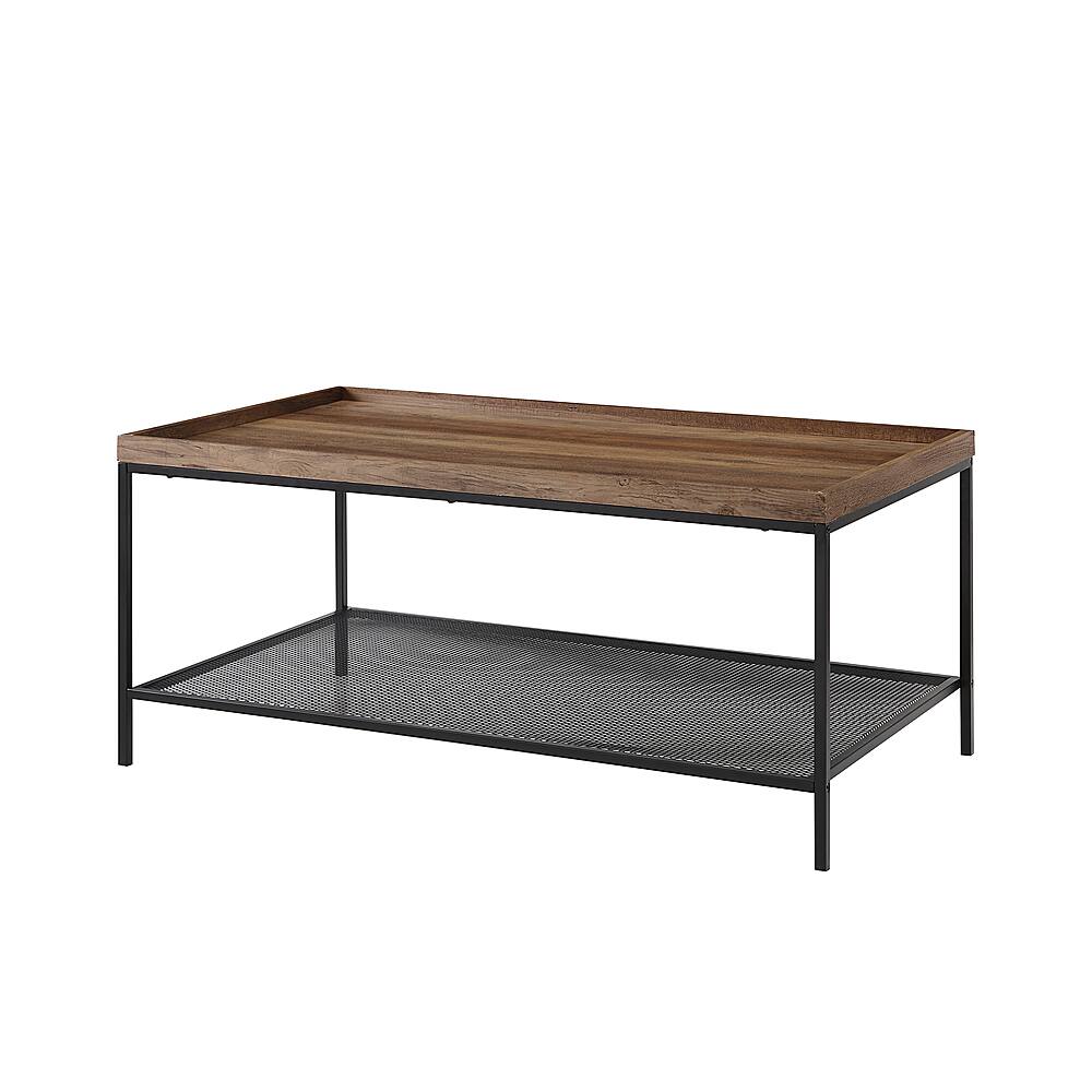 Left View: Walker Edison - Modern Tray Top Rectangular Coffee Table - Black/Rustic Oak