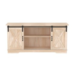 Walker Edison - Industrial Farmhouse Sliding Door TV Stand for Most TVs up to 65" - White Oak - Front_Zoom