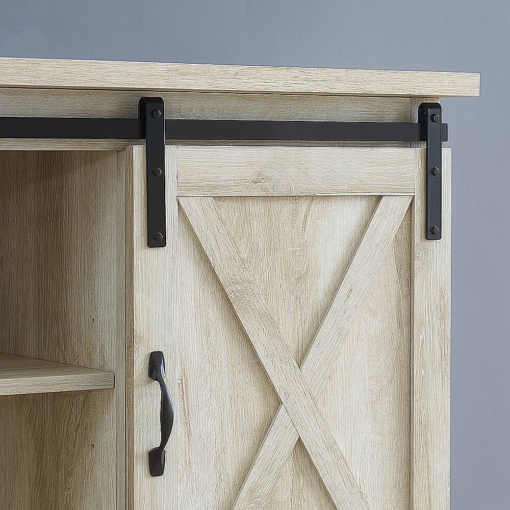 Alt View 3. Walker Edison - 58" Modern Farmhouse Sliding Door TV Stand for Most TVs up to 65" - White Oak.