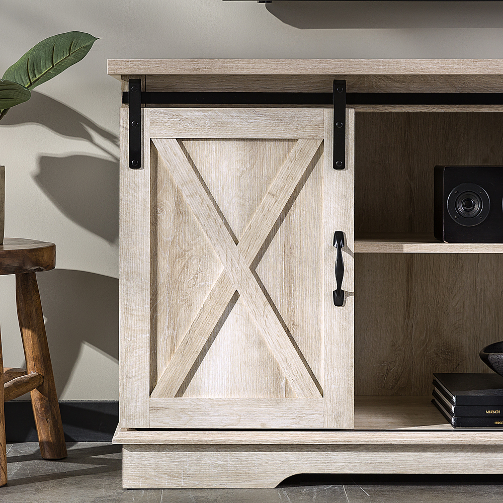 Alt View 15. Walker Edison - 58" Modern Farmhouse Sliding Door TV Stand for Most TVs up to 65" - White Oak.