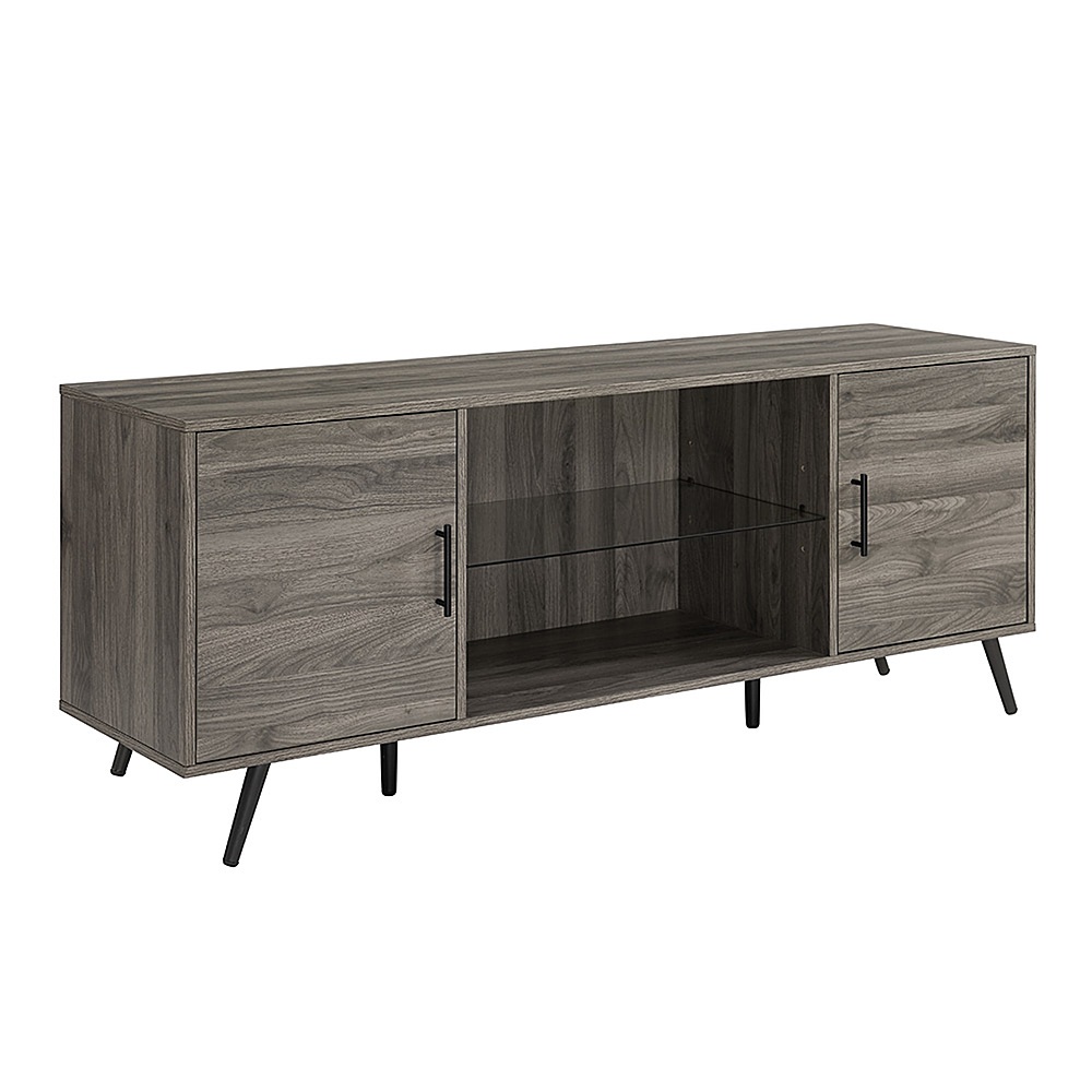 Angle View: Walker Edison - 60" Mid Century Modern TV Stand Cabinet for Most TVs Up to 65" - Slate Grey